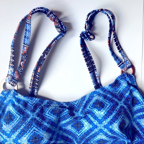NEW CROFT & BARROW Tankini Swimsuit Top Blue Size6 - Picture 3 of 16